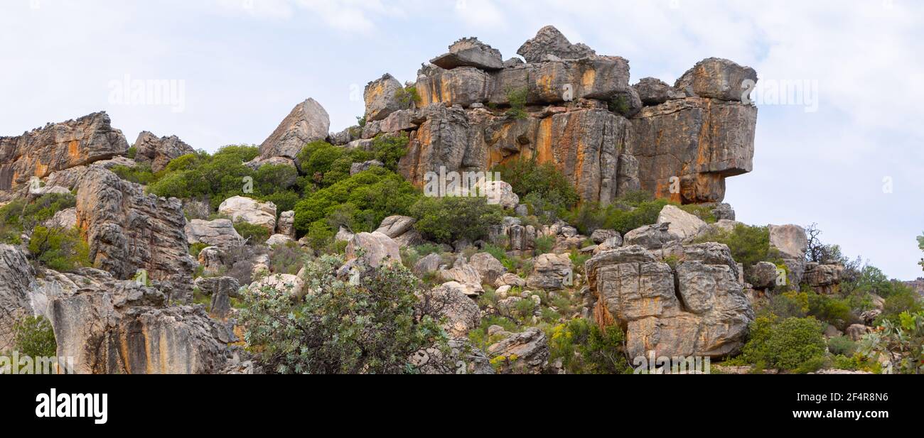 Formazioni rocciose nel Cedarberg vicino a Clanwilliam nel capo occidentale del Sud Africa Foto Stock