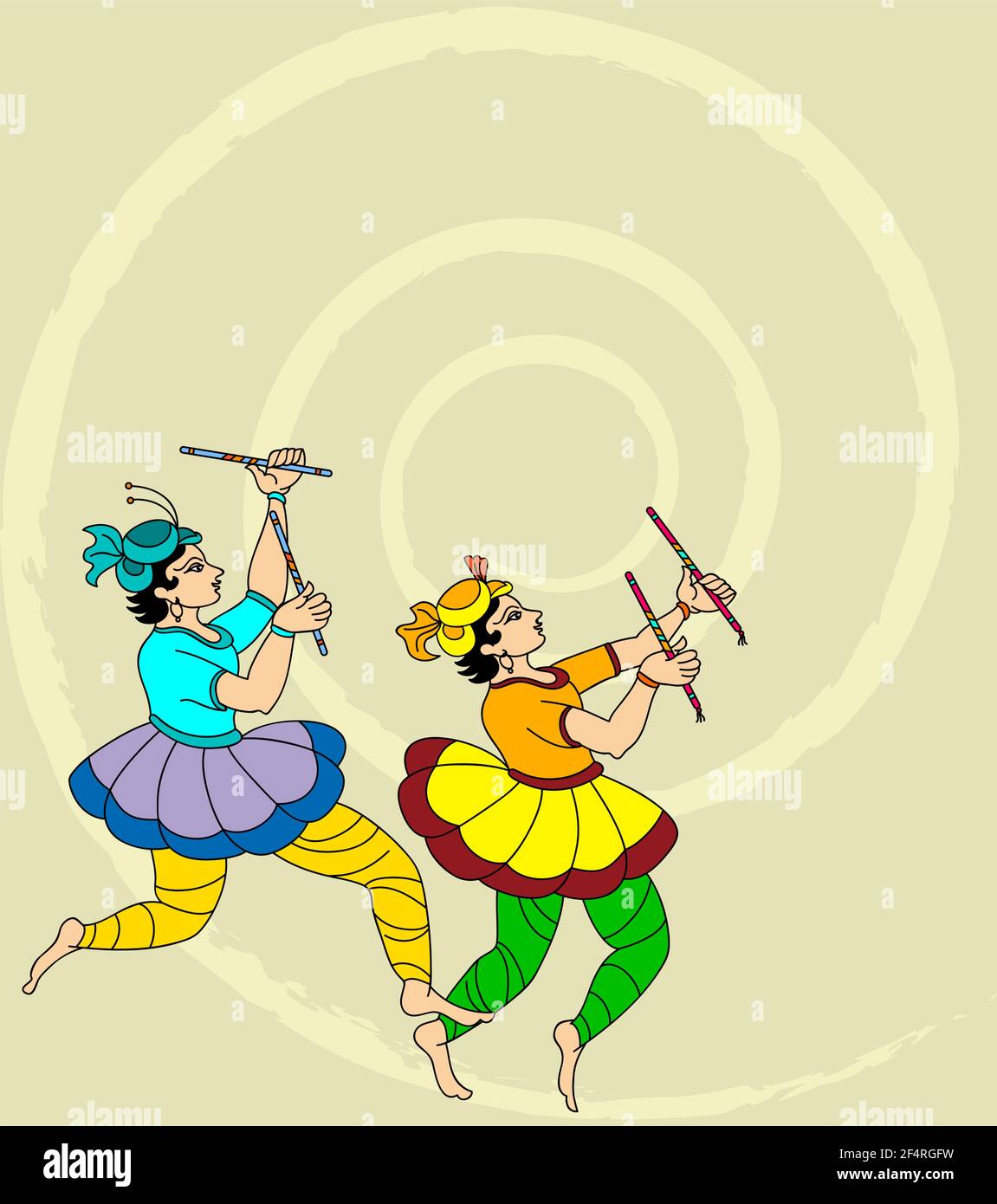 Garba Indian Dance Design Vector Art Illustration Illustrazione Vettoriale