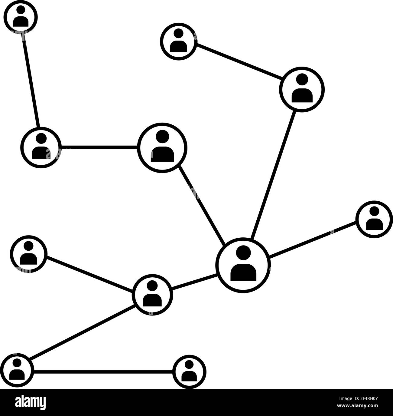 Illustrazione di un'icona a linea piatta isolata di collegamento di rete, hub, social network Illustrazione Vettoriale