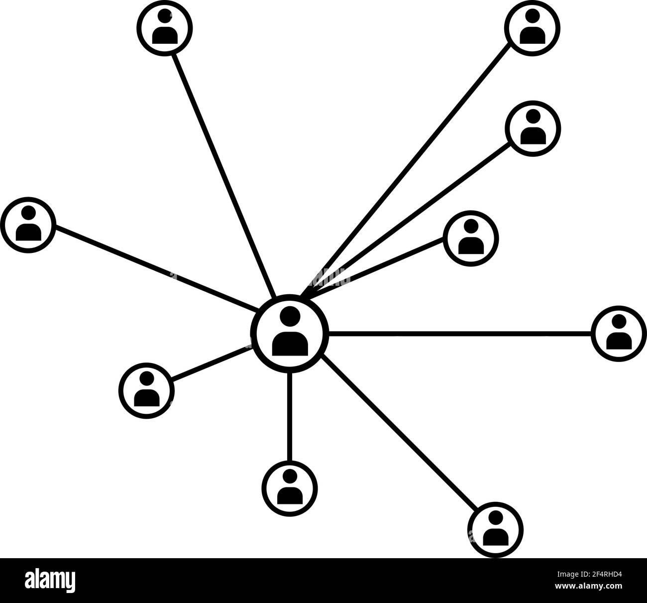 Illustrazione di un'icona a linea piatta isolata di collegamento di rete, hub, social network Illustrazione Vettoriale