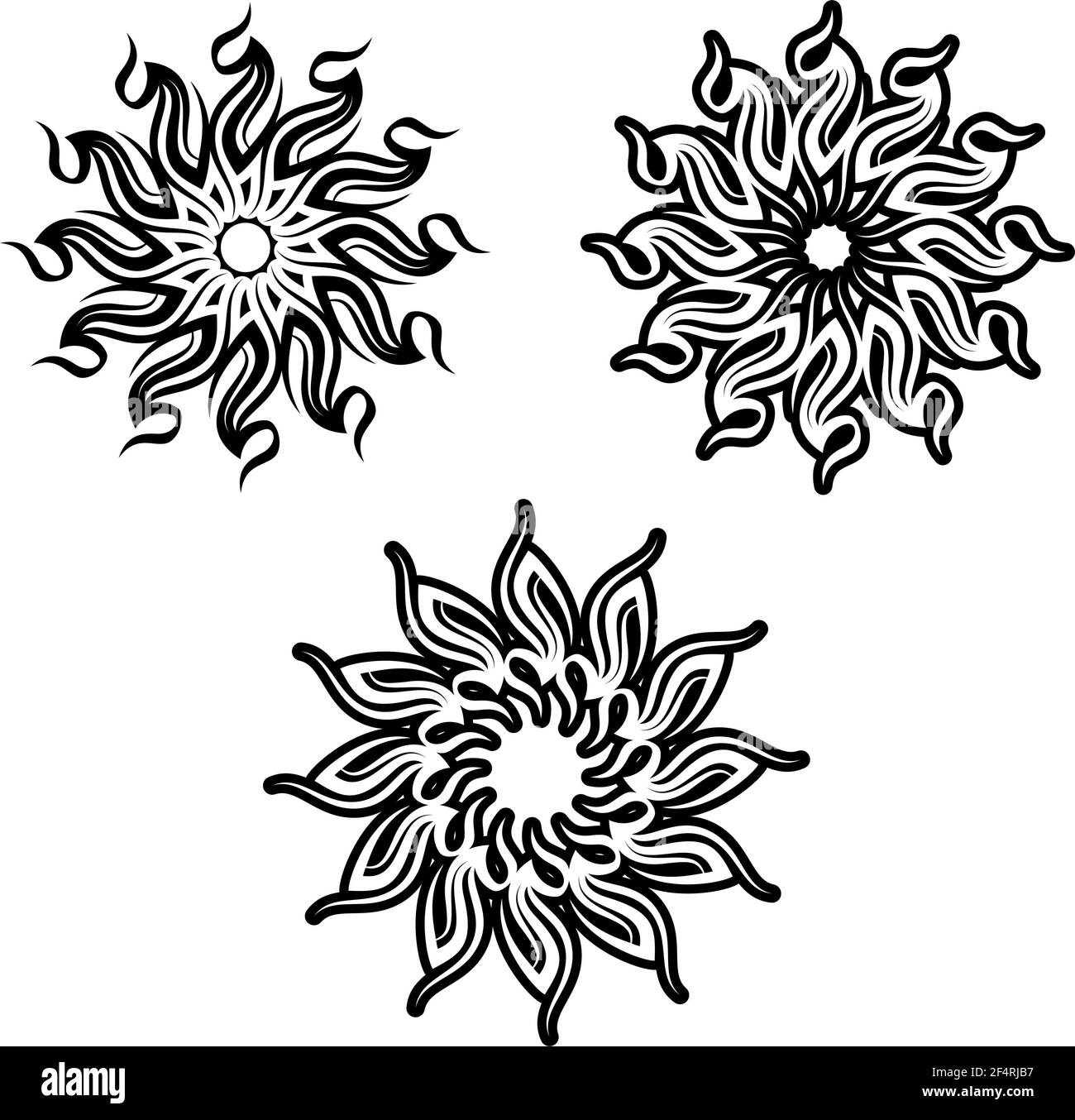 Tattoo tribale Sun Design Vector Art Illustration Illustrazione Vettoriale