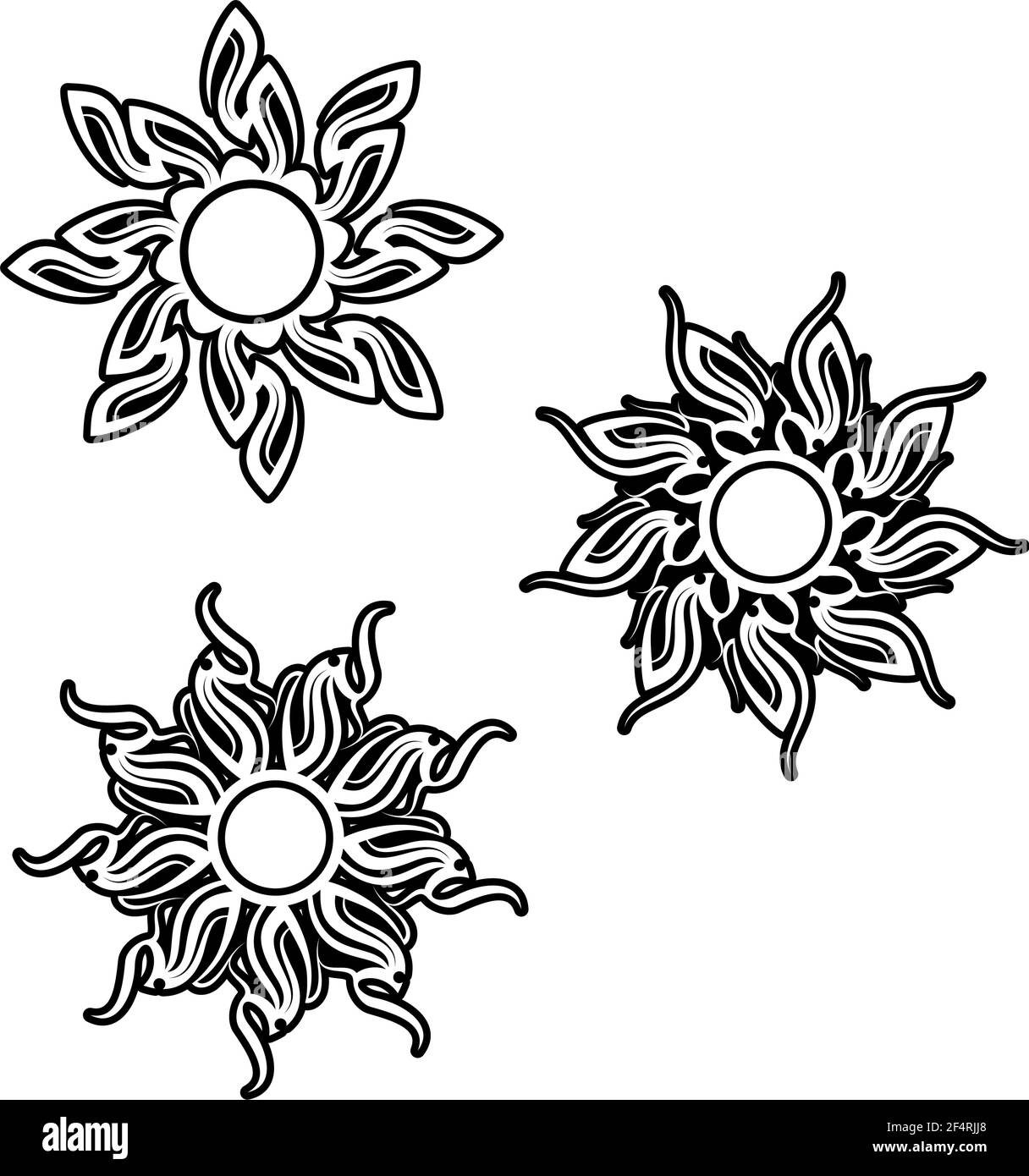 Tattoo tribale Sun Design Vector Art Illustration Illustrazione Vettoriale
