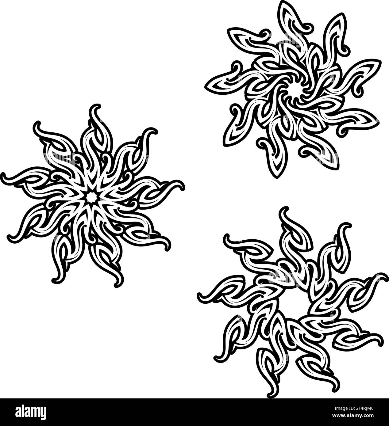 Tattoo tribale Sun Design Vector Art Illustration Illustrazione Vettoriale