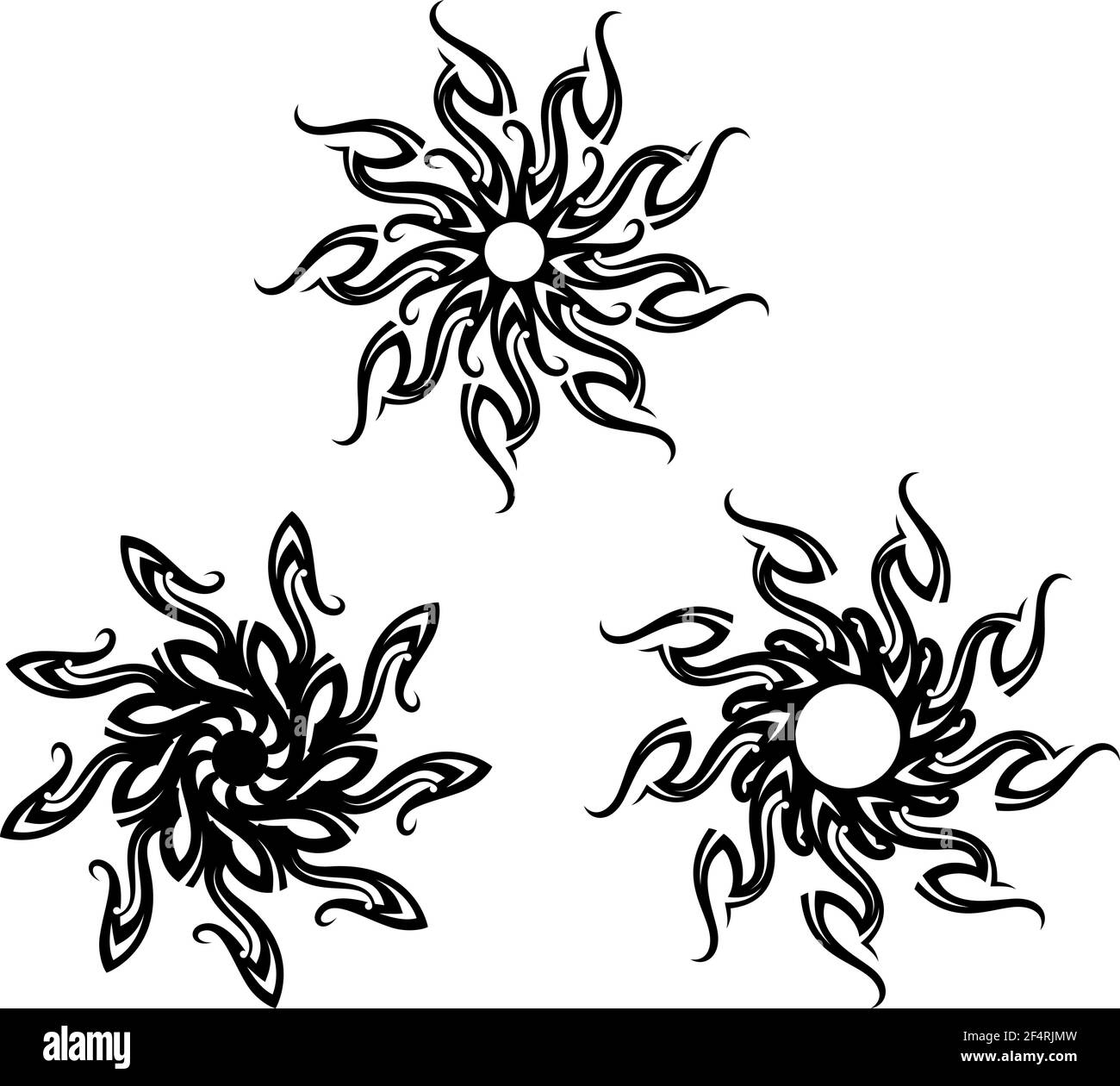Tattoo tribale Sun Design Vector Art Illustration Illustrazione Vettoriale