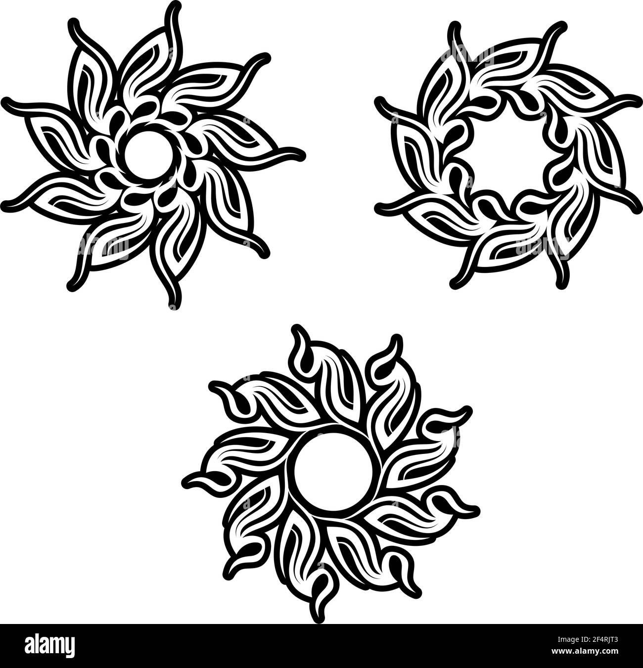 Tattoo tribale Sun Design Vector Art Illustration Illustrazione Vettoriale