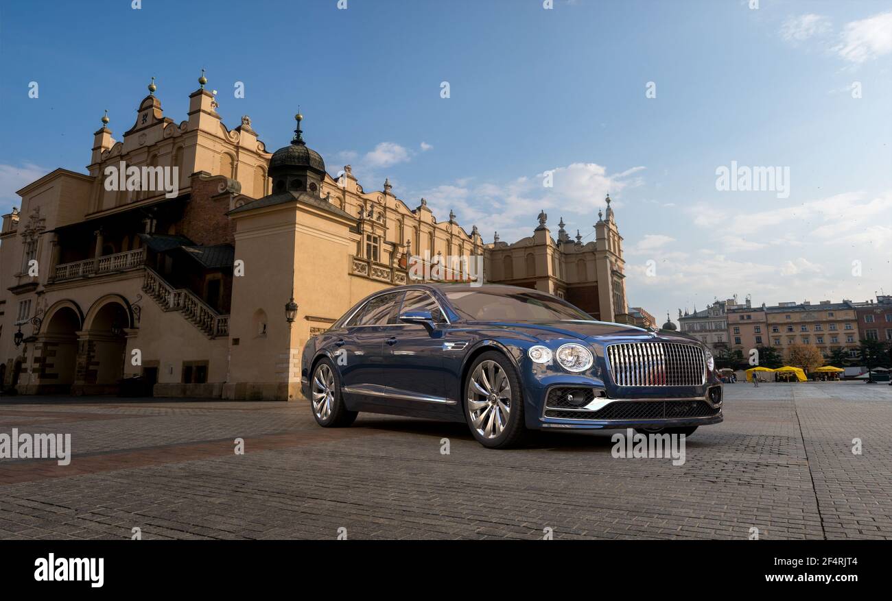 Bentley Flying Spur sullo sfondo di un'architettura storica Foto Stock