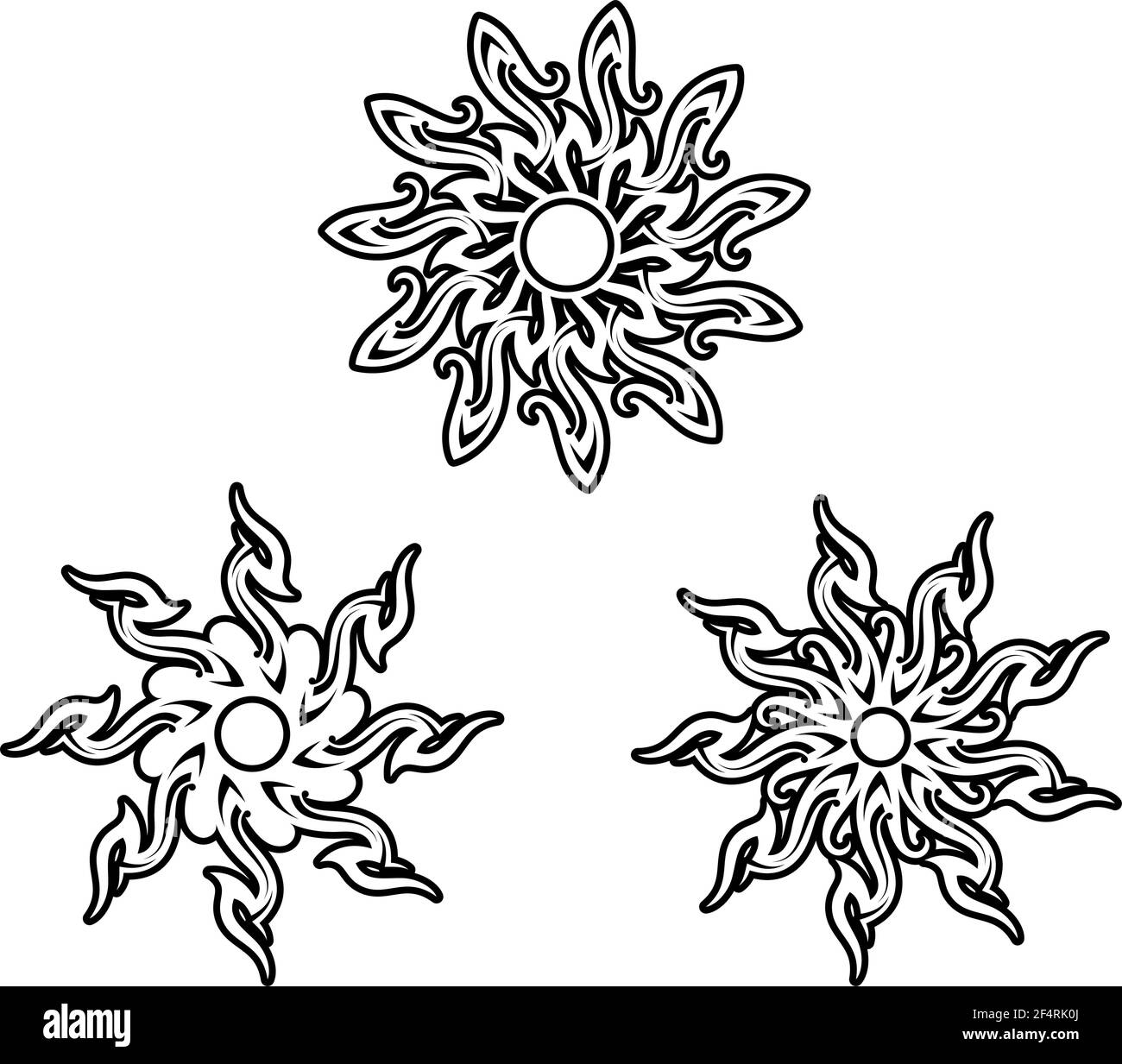 Tattoo tribale Sun Design Vector Art Illustration Illustrazione Vettoriale