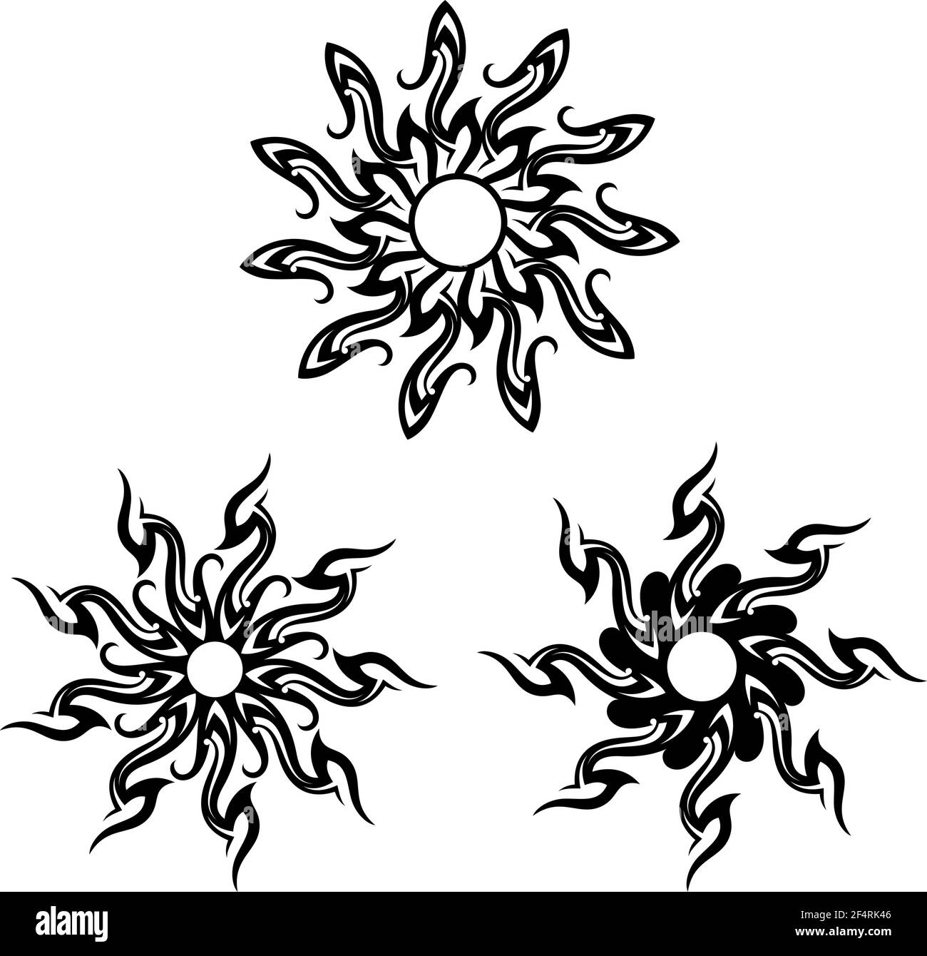 Tattoo tribale Sun Design Vector Art Illustration Illustrazione Vettoriale