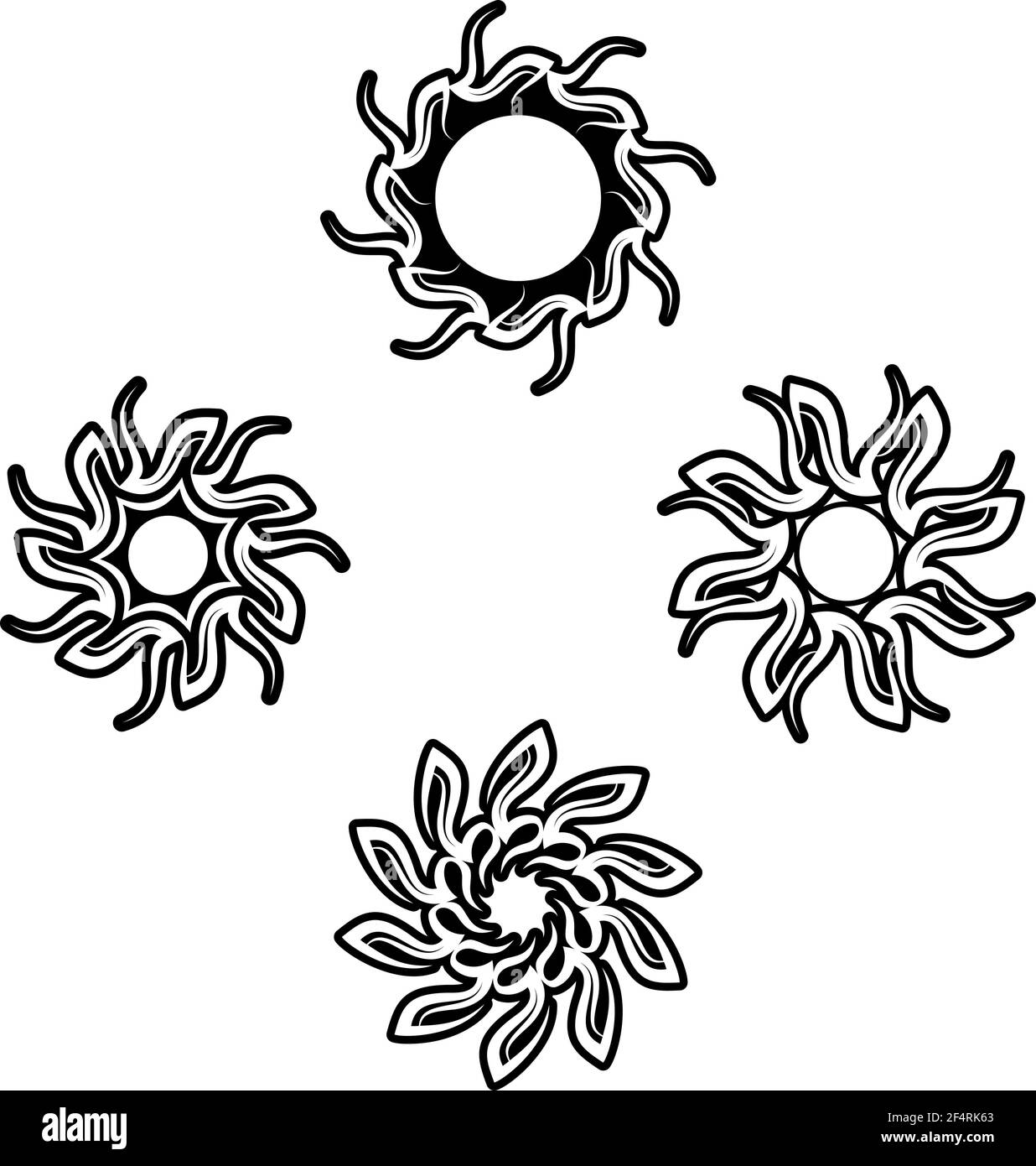Tattoo tribale Sun Design Vector Art Illustration Illustrazione Vettoriale