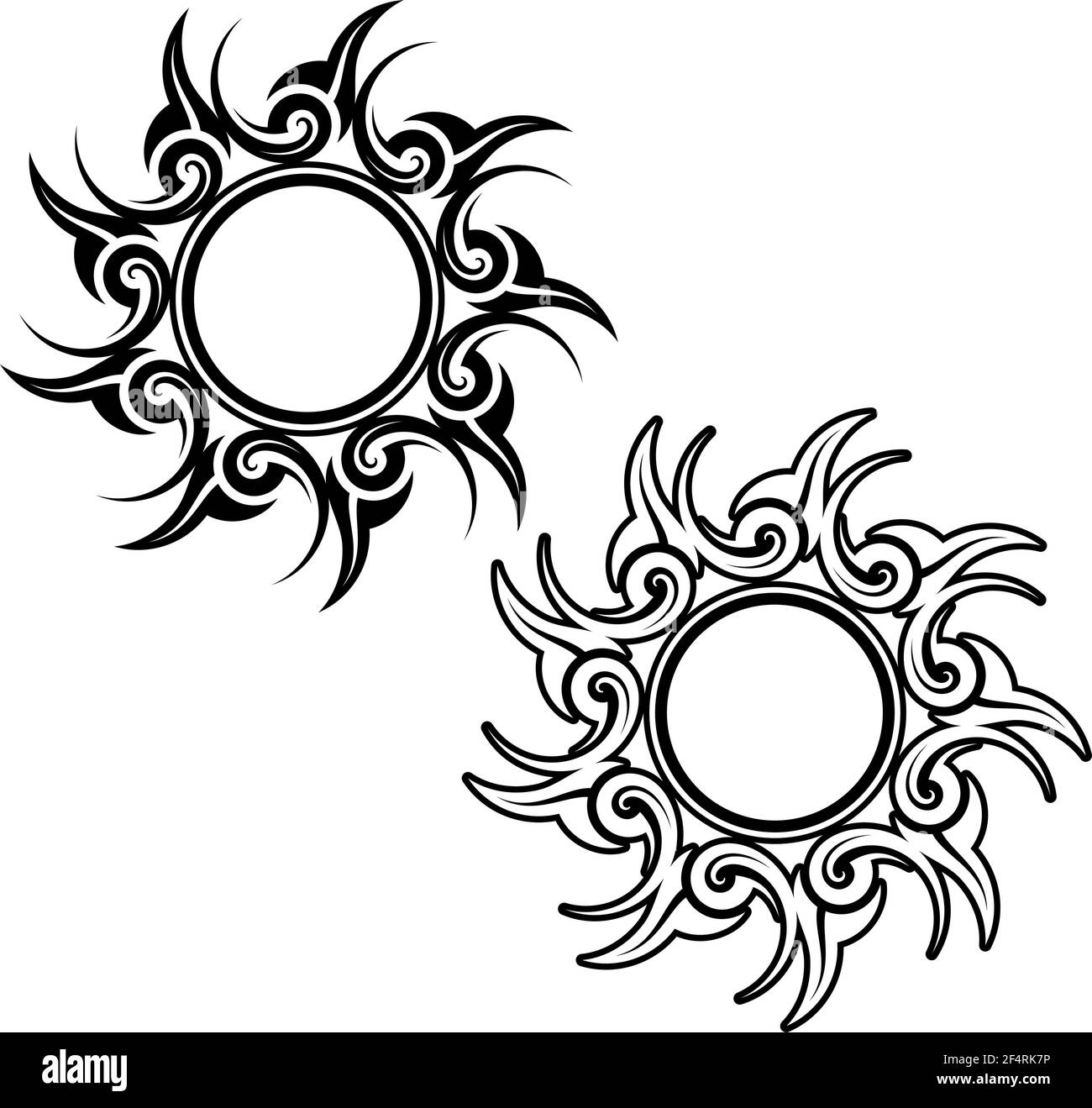 Tattoo tribale Sun Design Vector Art Illustration Illustrazione Vettoriale