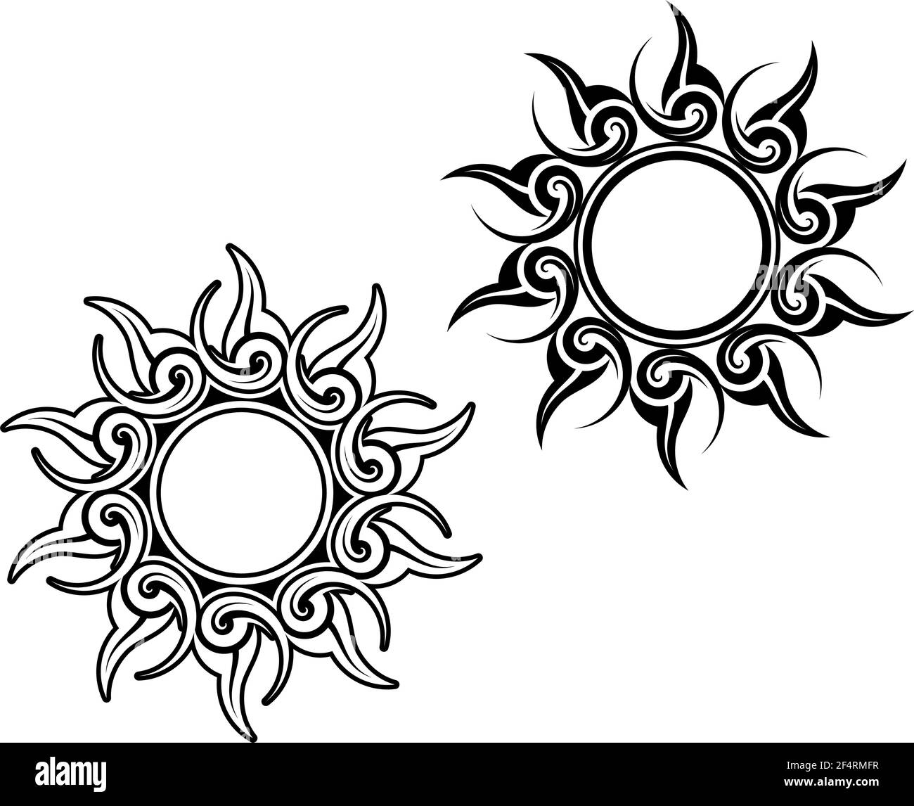 Tattoo tribale Sun Design Vector Art Illustration Illustrazione Vettoriale