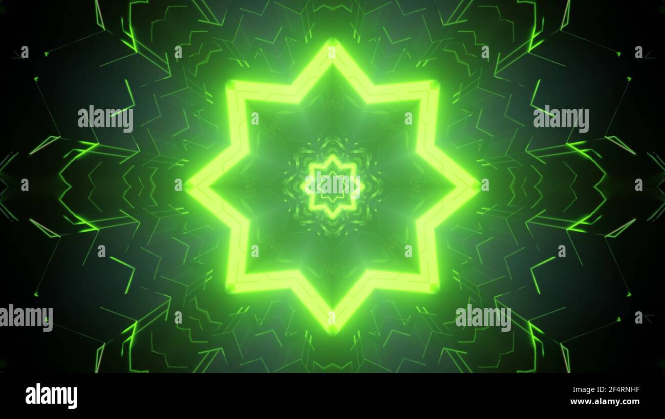 Illustrazione 3D di un tunnel futuristico al neon luminoso Foto Stock