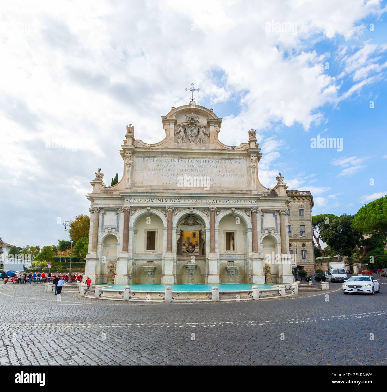 Roma, Italia - 05 Ott 2018: Fontana dell'acqua Paola a Roma Foto Stock