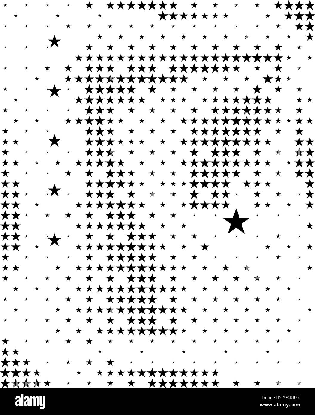 Illustrazione grafica vettoriale dello sfondo di un pattern astratto a stella Illustrazione Vettoriale