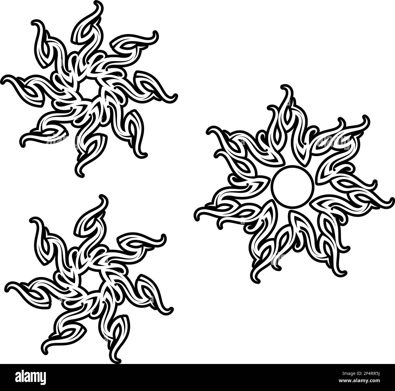 Tattoo tribale Sun Design Vector Art Illustration Illustrazione Vettoriale