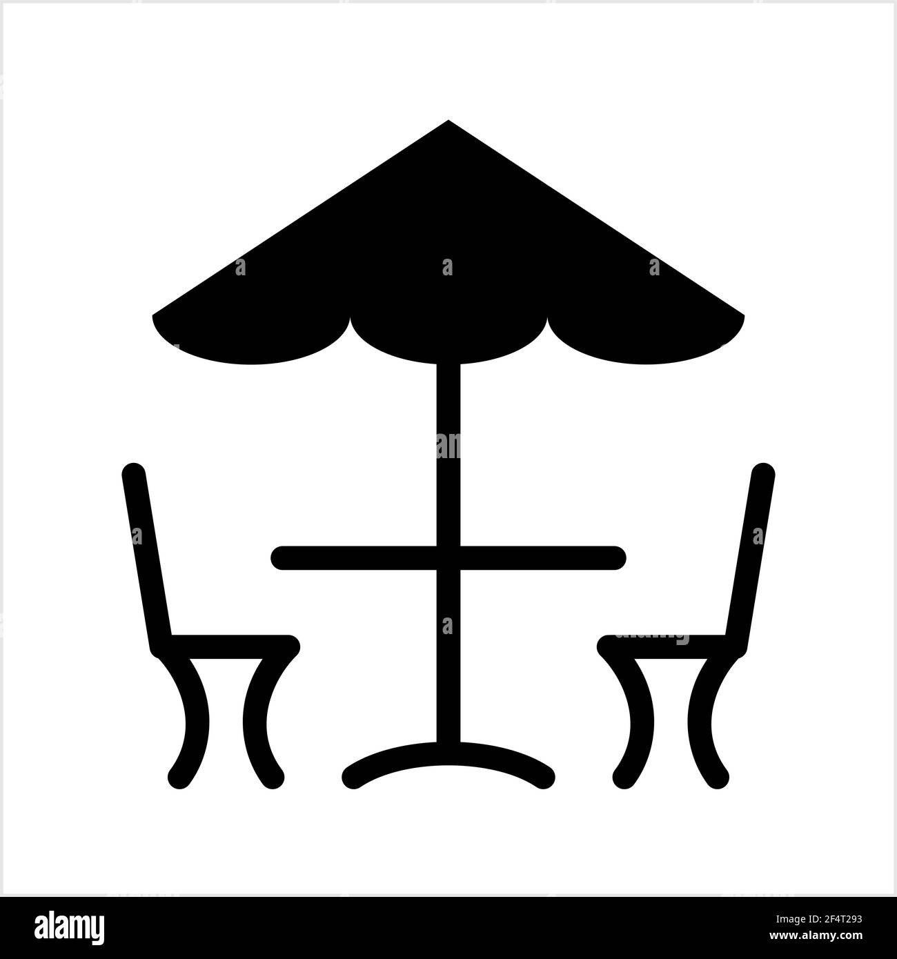 Table Chair sotto l'icona a forma di ombrello Design Vector Art Illustration Illustrazione Vettoriale
