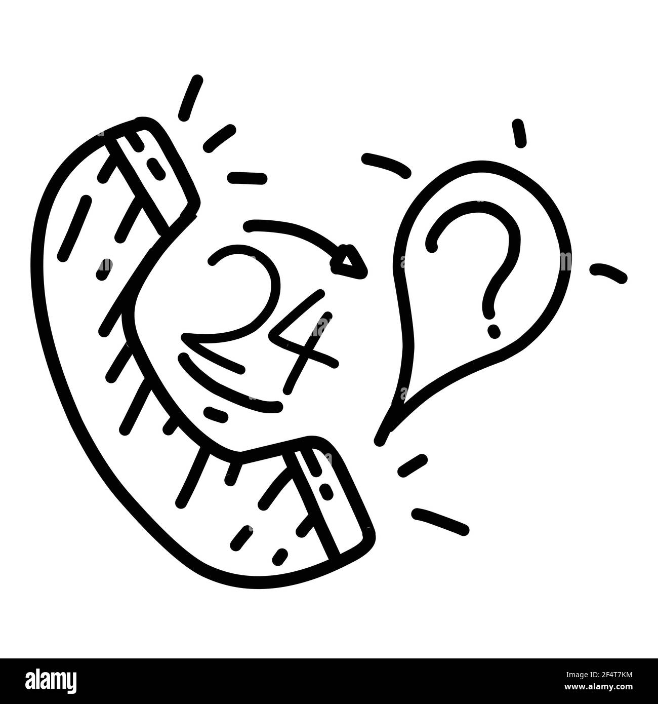 Business call disegno di icone disegnate a mano, contorno nero, icona doodle, icona vettoriale. Illustrazione Vettoriale