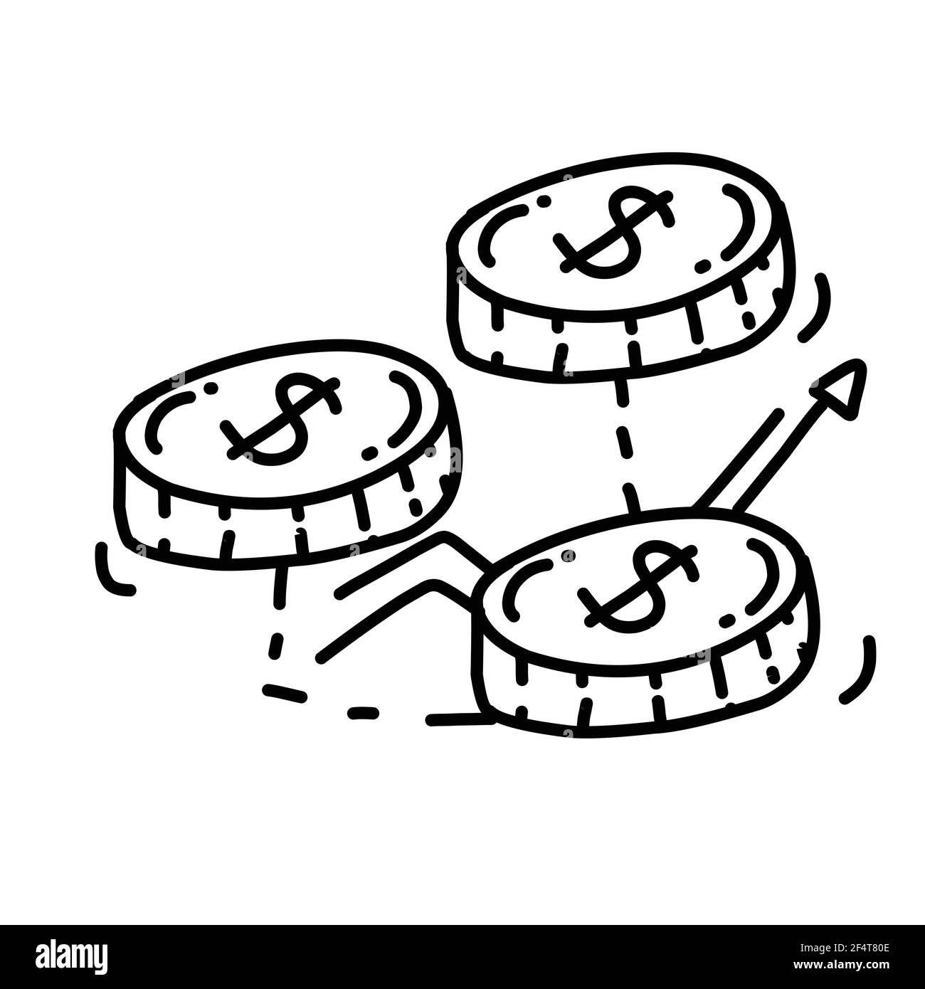 Business economy disegno a mano icona, contorno nero, icona doodle, icona vettoriale. Illustrazione Vettoriale