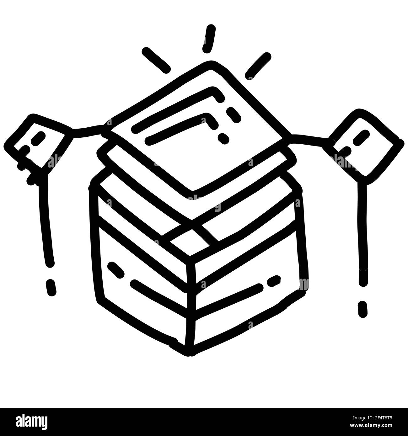 Risorse di business disegno di icone disegnate a mano, contorno nero, icona doodle, icona vettoriale. Illustrazione Vettoriale