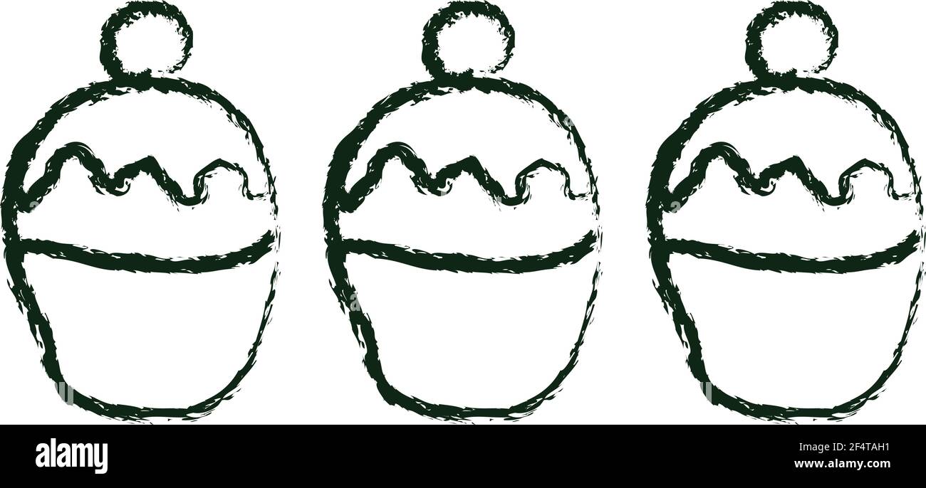 Disegno a mano Cupcakes modello cute schizzo Illustrazione Vettoriale