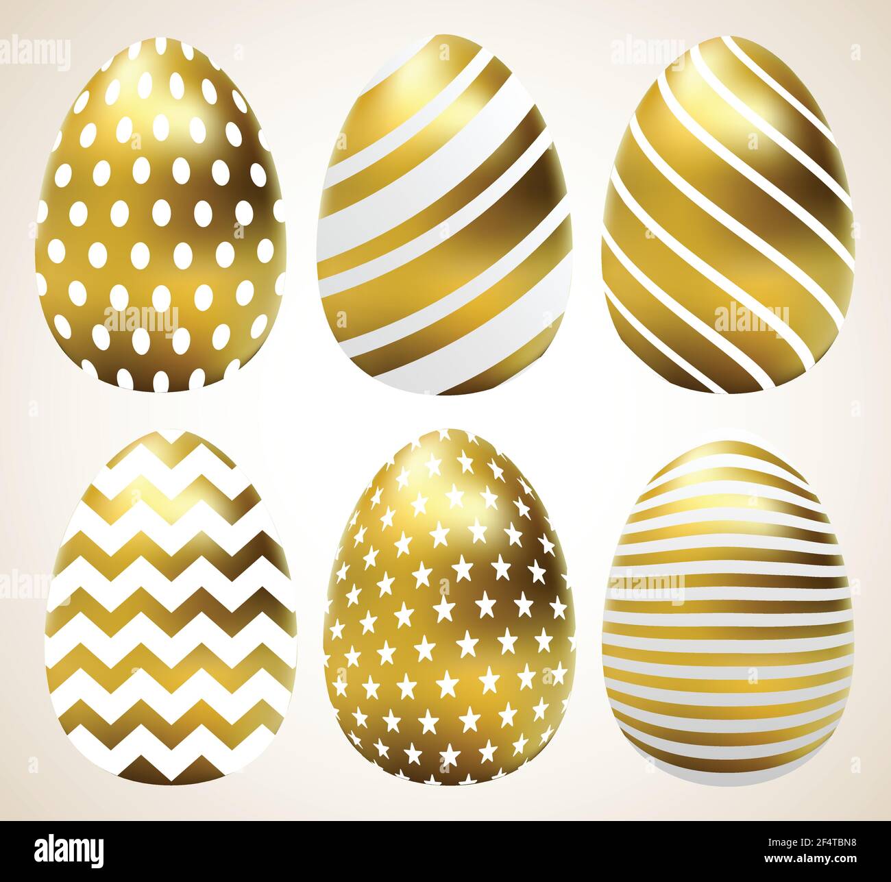 Uova d'oro Imposta illustrazione vettoriale isolato su sfondo bianco. Vettore delle uova di Pasqua. Illustrazione Vettoriale