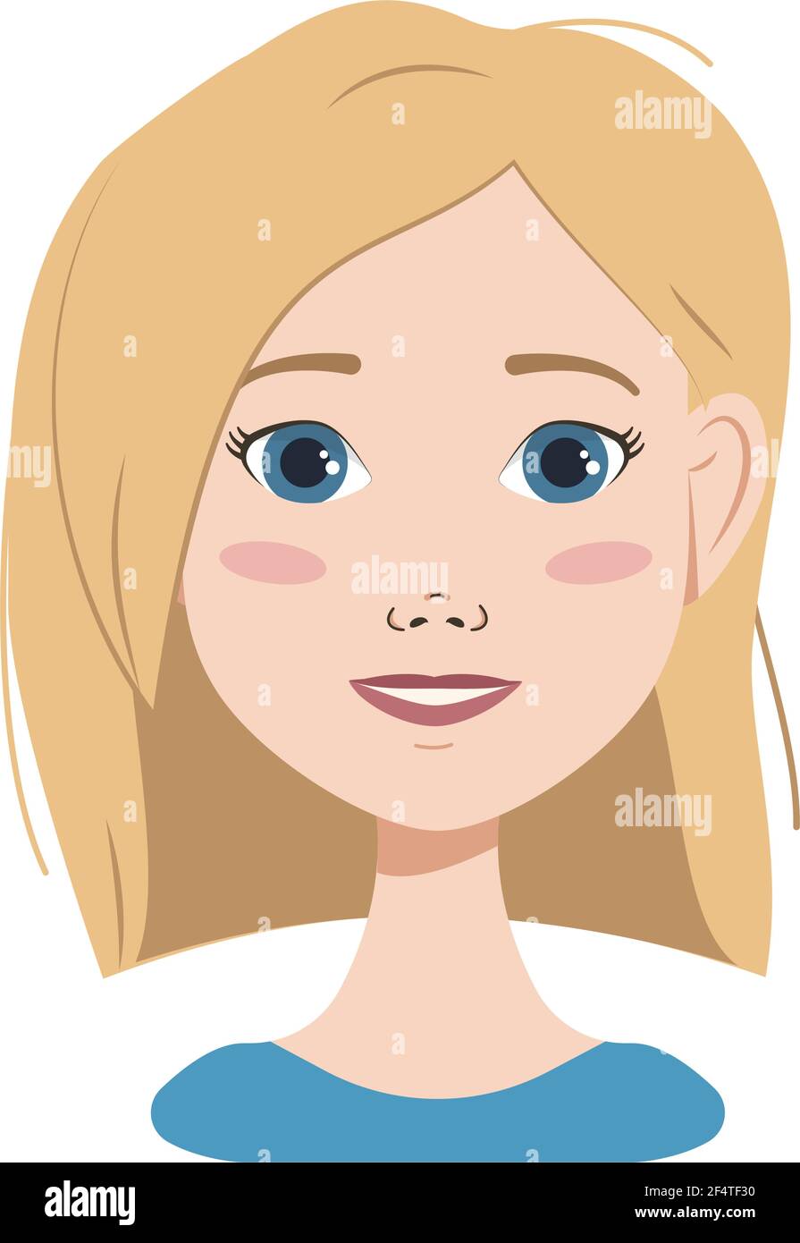 Avatar di una donna con capelli biondi, occhi blu e pettini Illustrazione Vettoriale