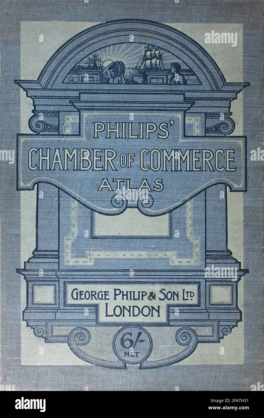 Il design della copertina dell'atlante "Philips" della camera di commercio del 1912. Foto Stock