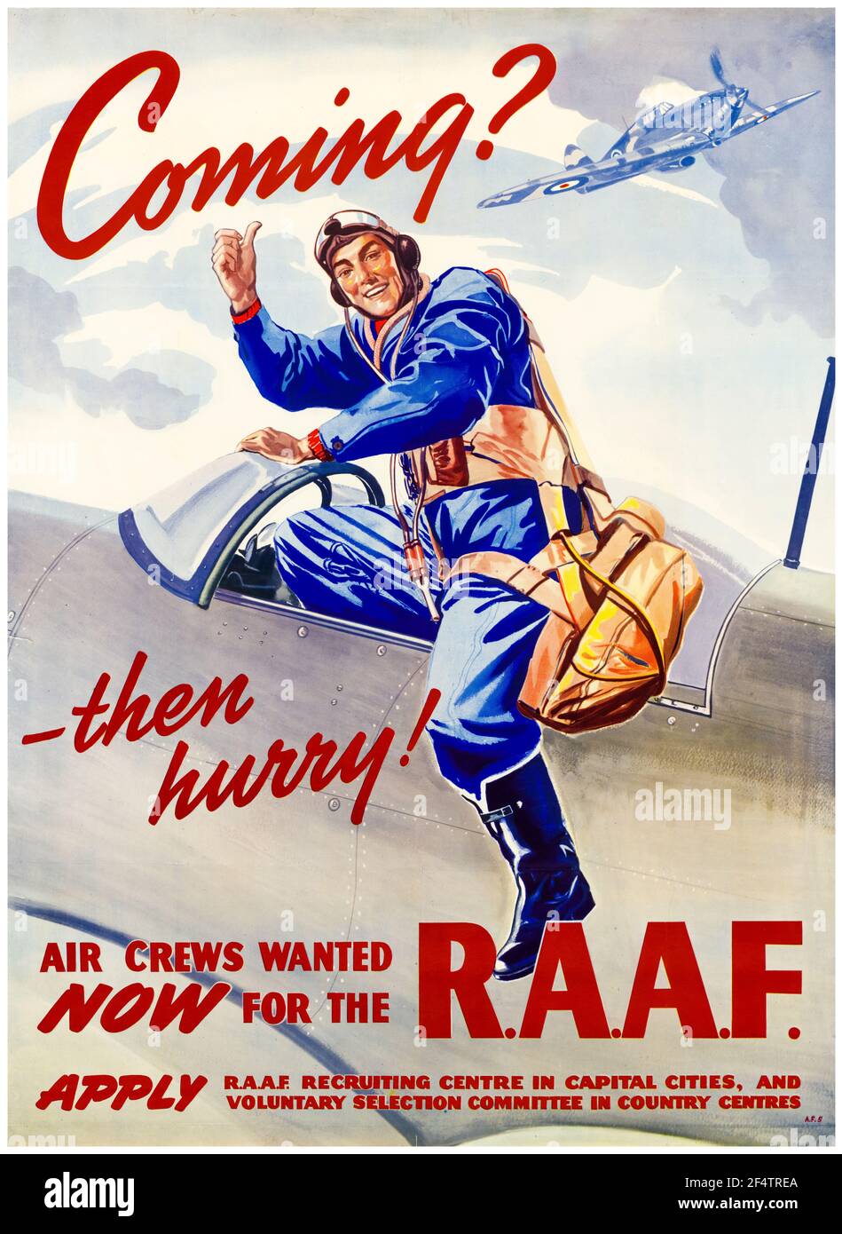 Australian, WW2 Forces Recruitment poster: Air Crews Wanted for RAAF (Royal Australian Air Force), 1942-1945 Foto Stock