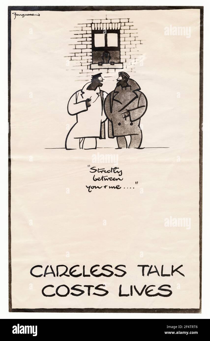Inglese, WW2, Careless Talk costa vite umane, Poster di informazioni pubbliche, 1942-1945 Foto Stock