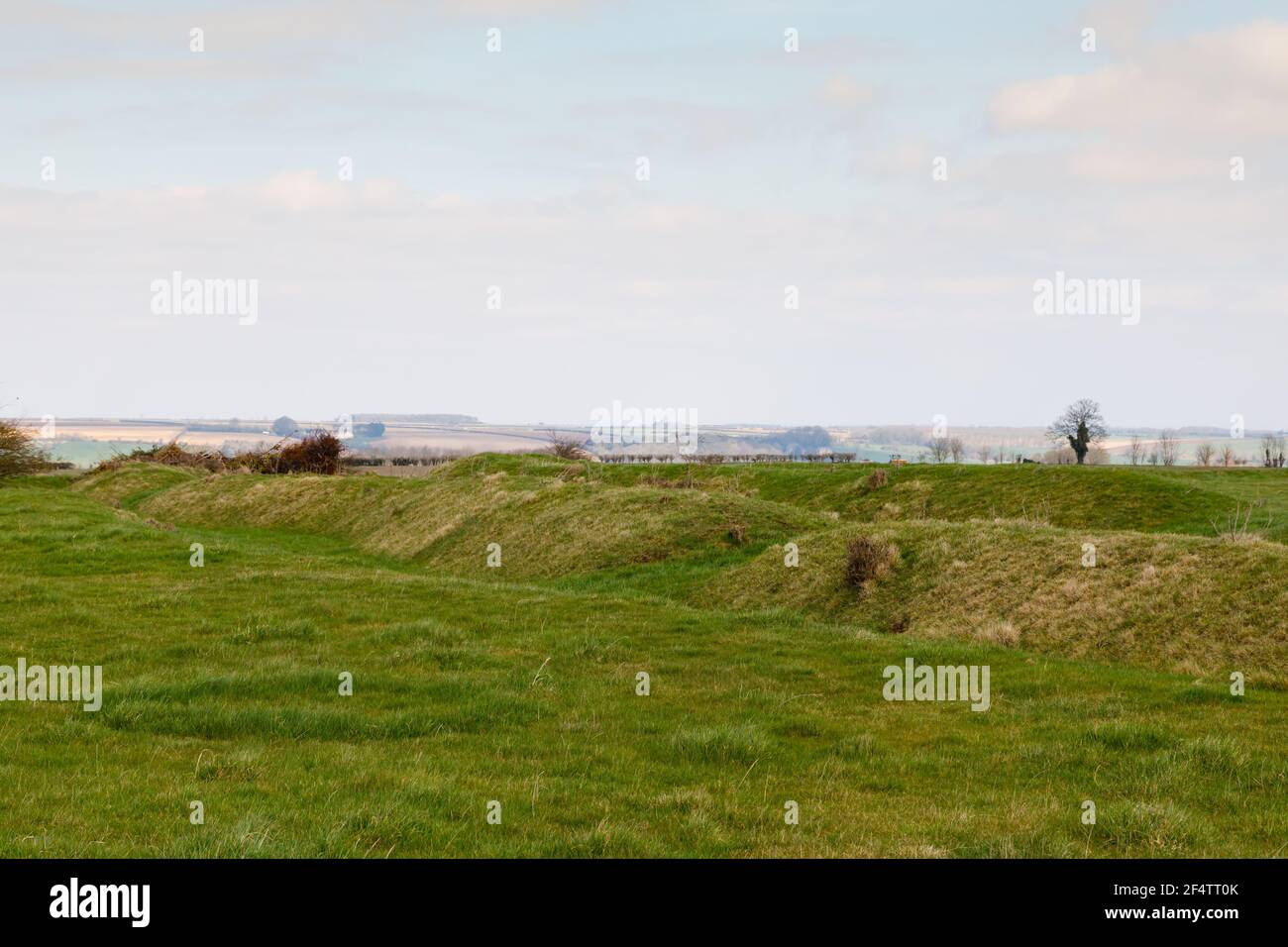 Honington Iron Age collina forte insediamento, Honington Village, vicino Grantham, Lincolnshire, Inghilterra. Foto Stock