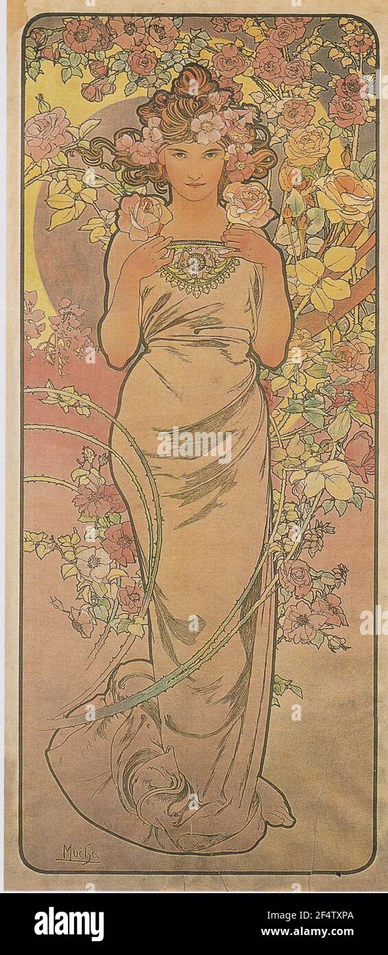Alfons Mucha - Rosa 1898 Foto Stock