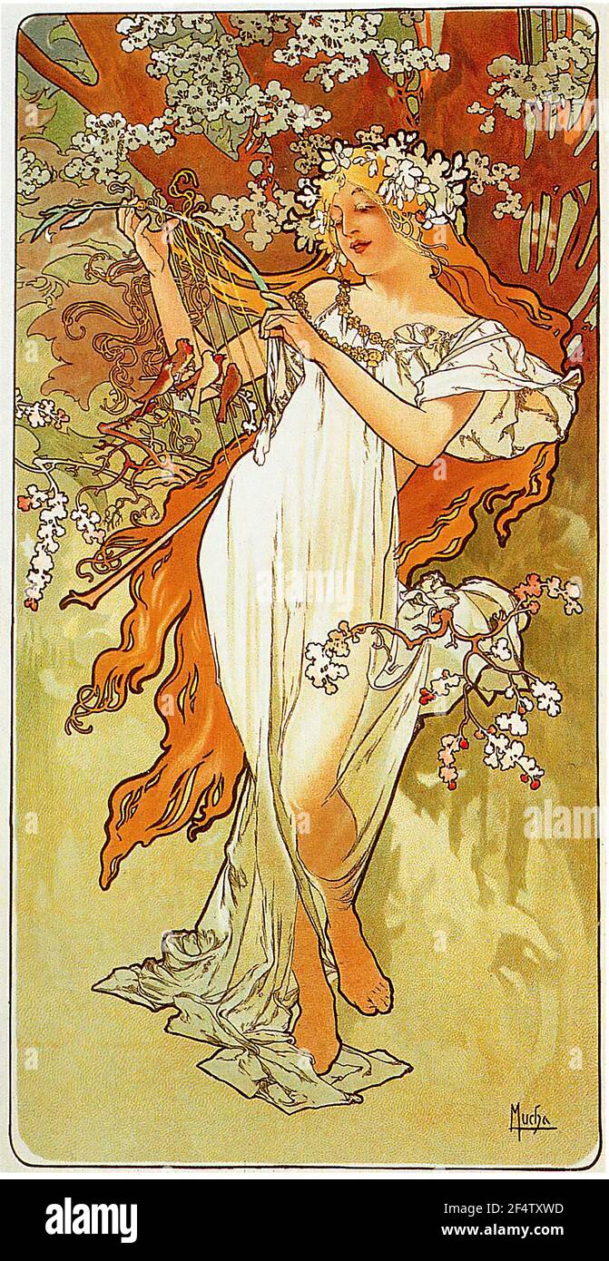 Alfons Mucha - Primavera 1896 Foto Stock