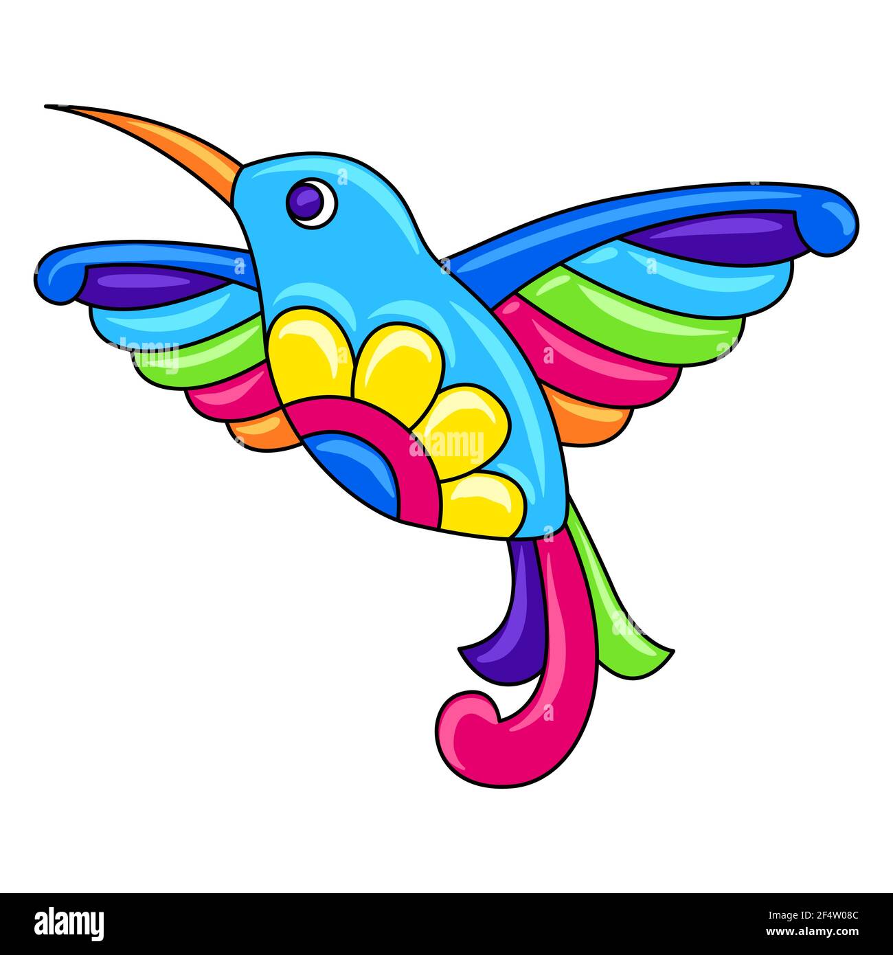 Ornamentale ornamentale ornamentale tropicale colibrì. Ceramica messicana carino ingenuo arte Illustrazione Vettoriale