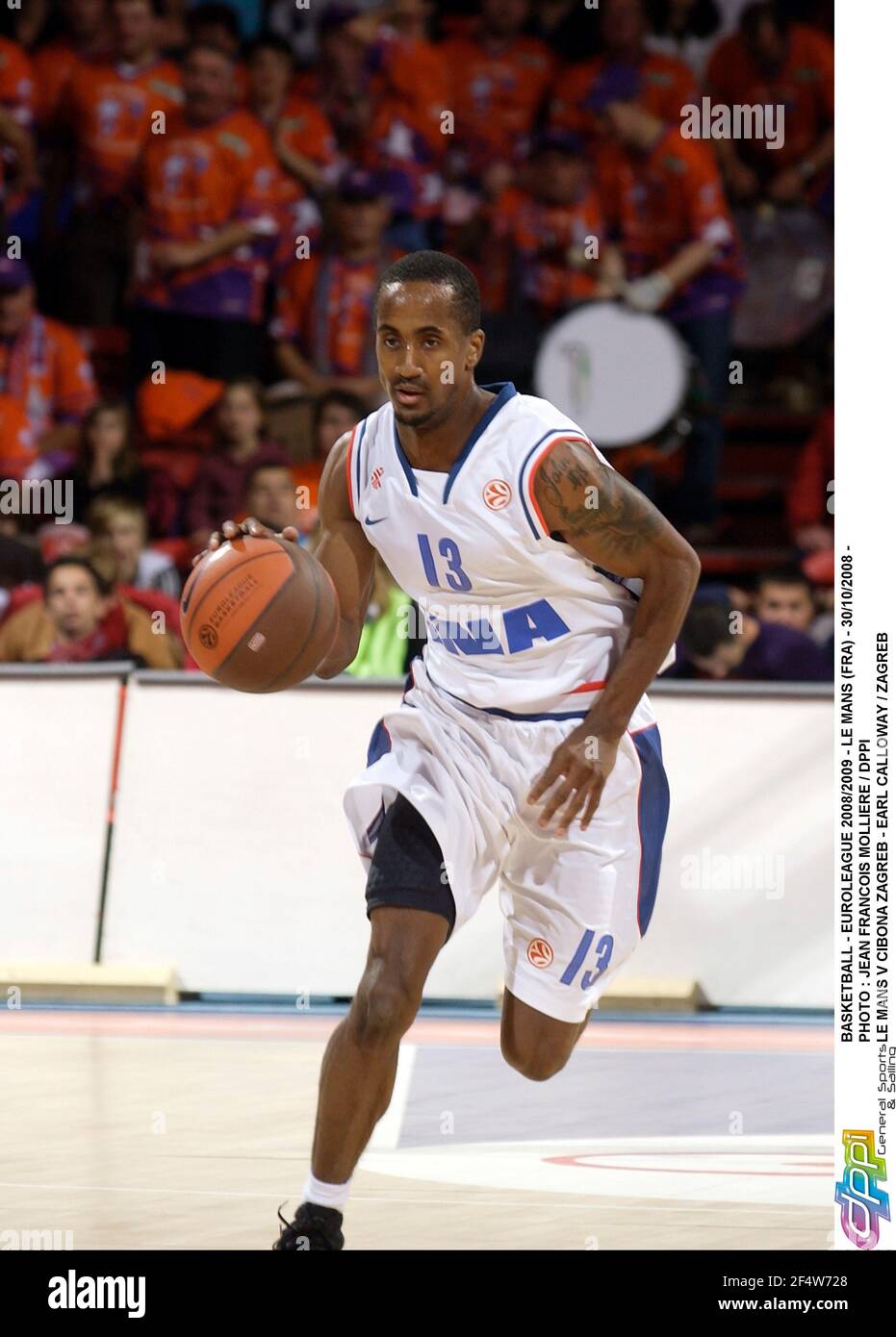 BASKETBALL - EUROLEGA 2008/2009 - LE MANS (FRA) - 30/10/2008 - PHOTO : JEAN FRANCOIS MOLLIERE / DPPI LE MANS V CIBONA ZAGABRIA - EARL CALLOWAY / ZAGABRIA Foto Stock