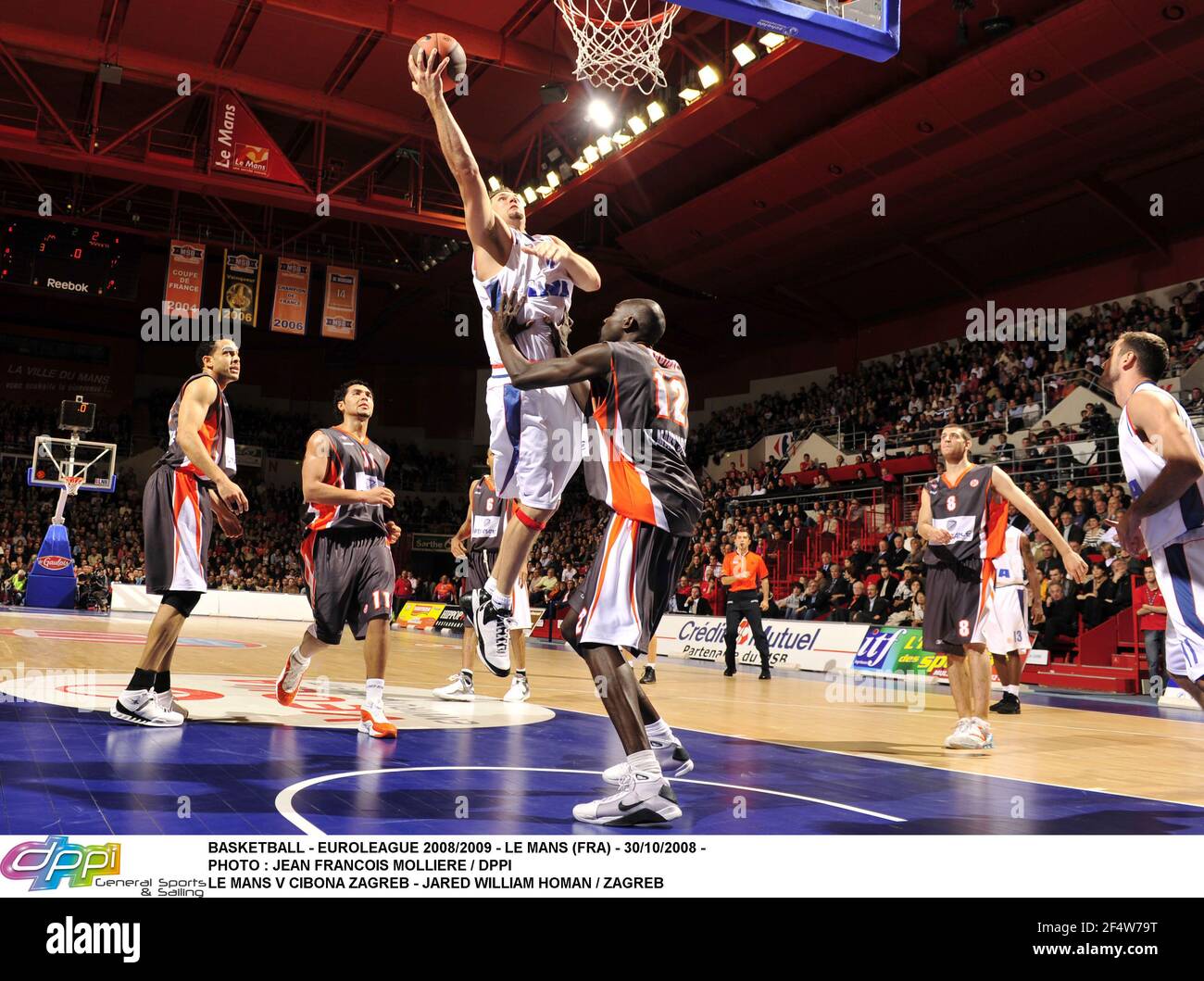 BASKETBALL - EUROLEGA 2008/2009 - LE MANS (FRA) - 30/10/2008 - PHOTO : JEAN FRANCOIS MOLLIERE / DPPI LE MANS V CIBONA ZAGABRIA - JARED WILLIAM HOMAN / ZAGABRIA Foto Stock