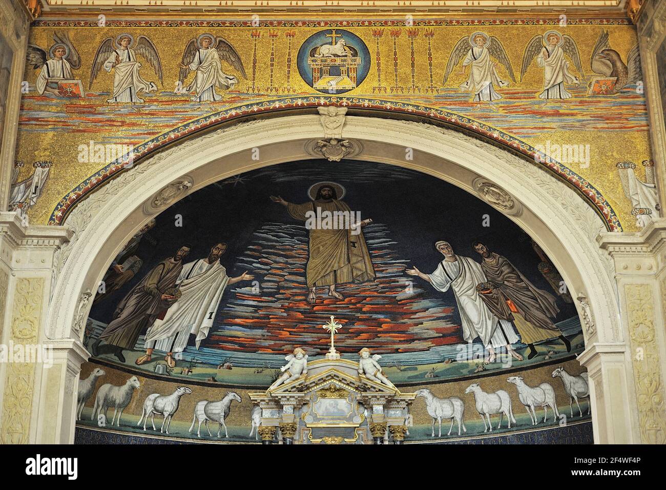 Italia, Roma, Basilica dei Santi Cosma e Damiano, mosaico abside Foto Stock