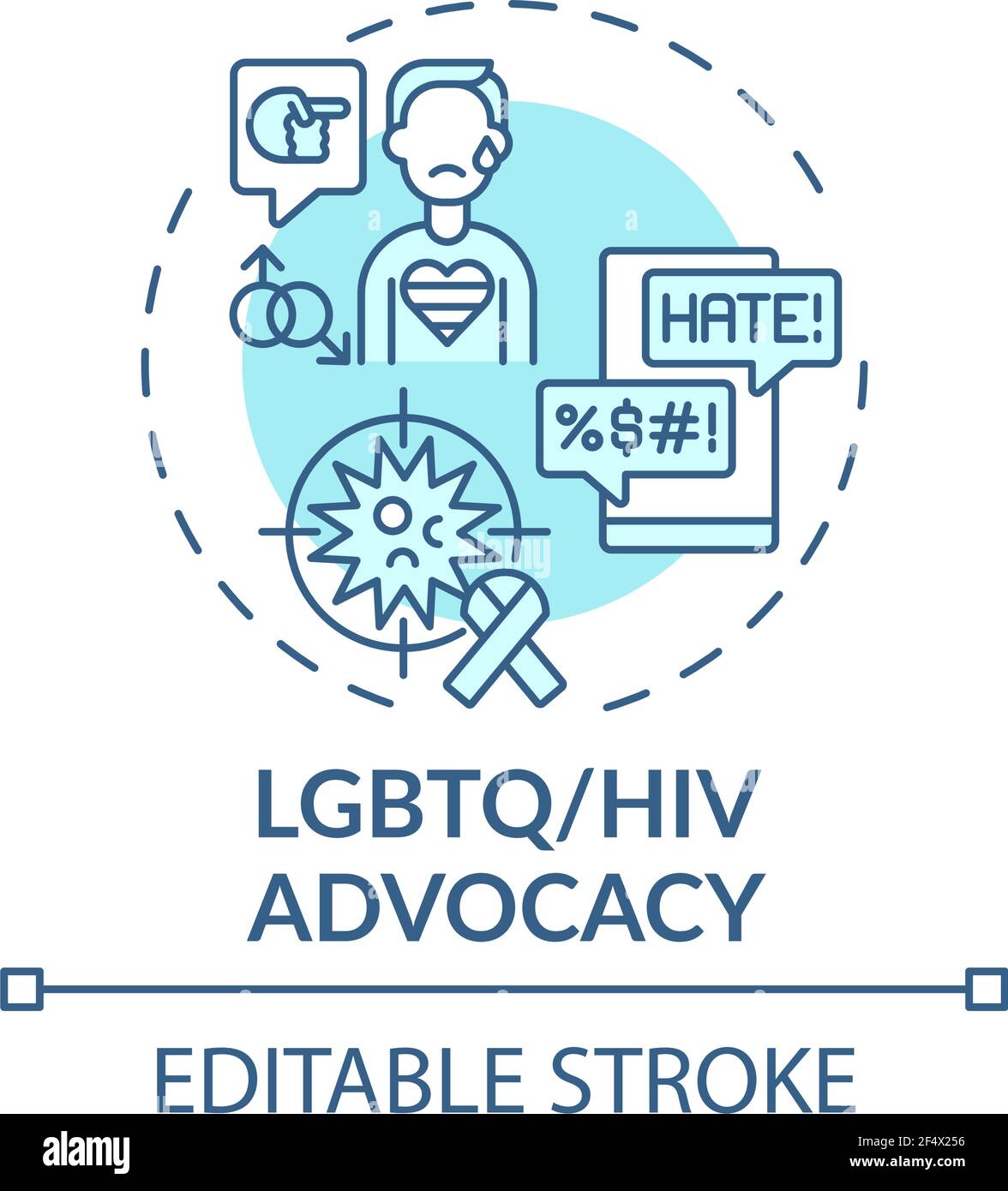 LGBTQ e l'icona del concetto di difesa dell'HIV Illustrazione Vettoriale