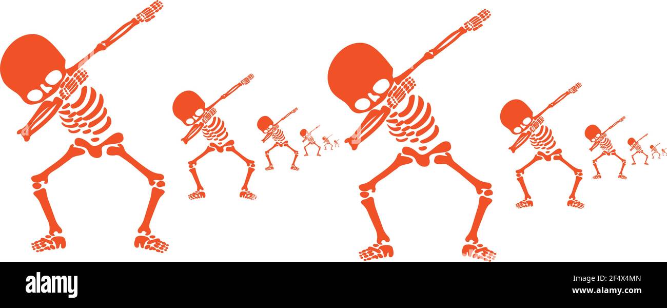 scheletro, scheletri, dab, dabbing, ballerino, design, design, nuovo, ultimo, divertente, Divertente, gesto, grafica , Happy Halloween, Illustrazione Vettoriale