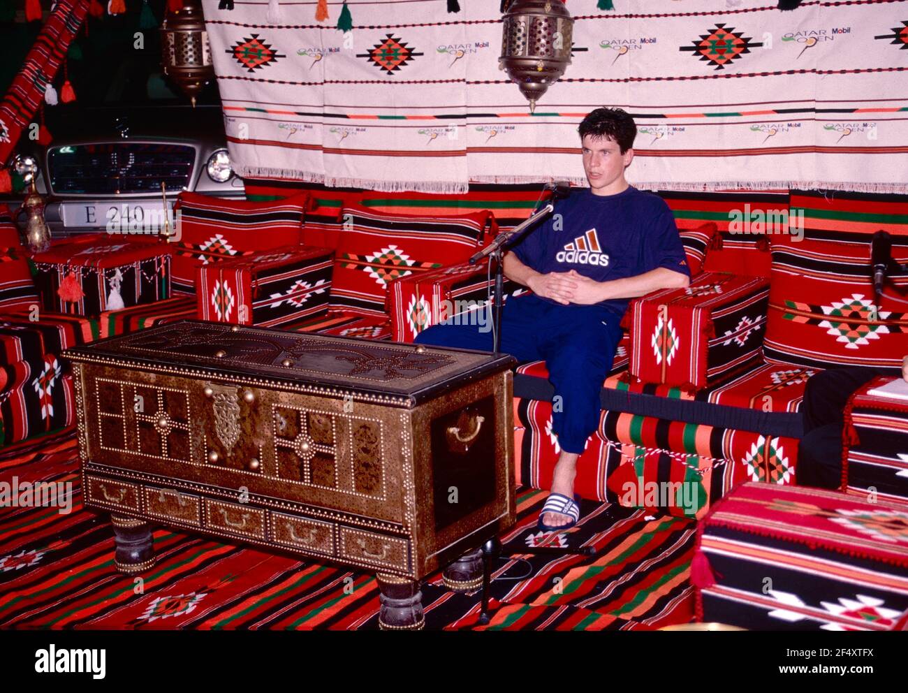 Tennista britannico Tim Henman, Qatar Oper 1997 Foto Stock