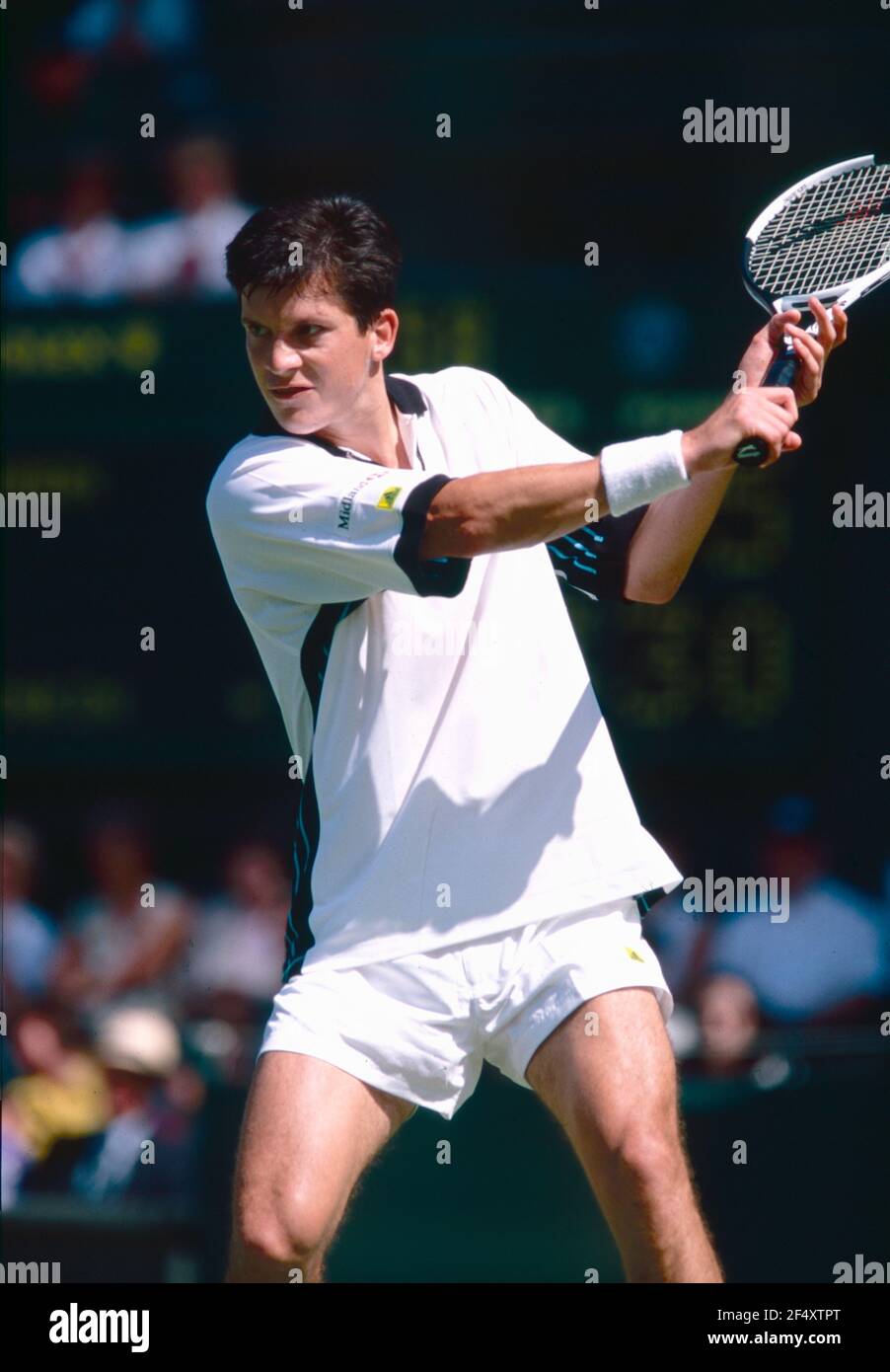 Tennista britannico Tim Henman, Qatar Oper 1997 Foto Stock