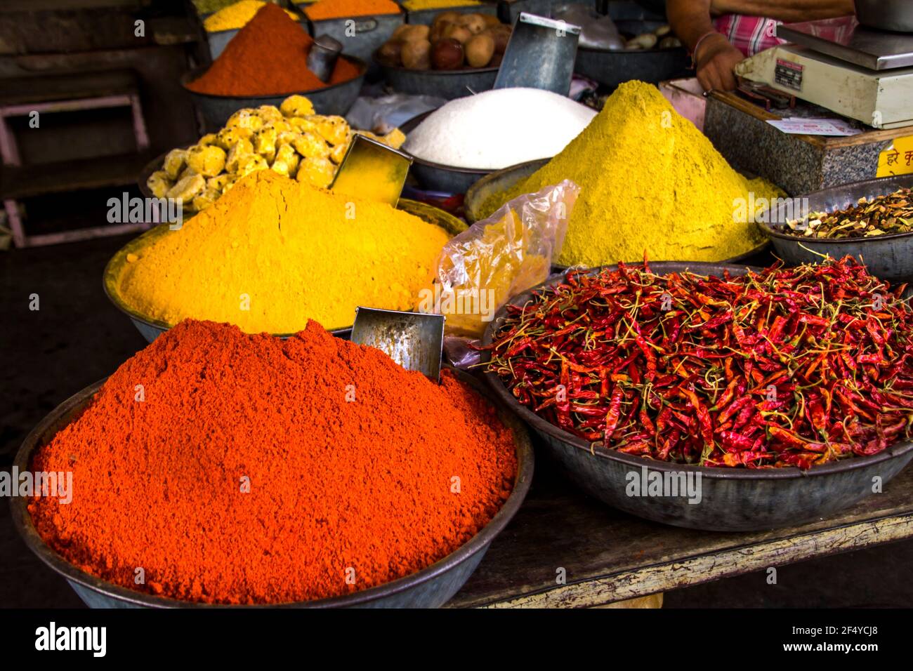 Spezie in un negozio, India Foto Stock