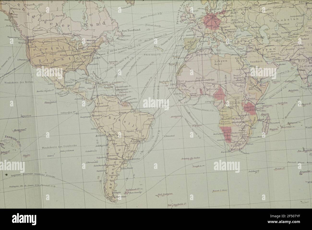 Mappe per lezioni di diapositive. Riproduzione da un atlante. America, Europa centrale e Africa Foto Stock
