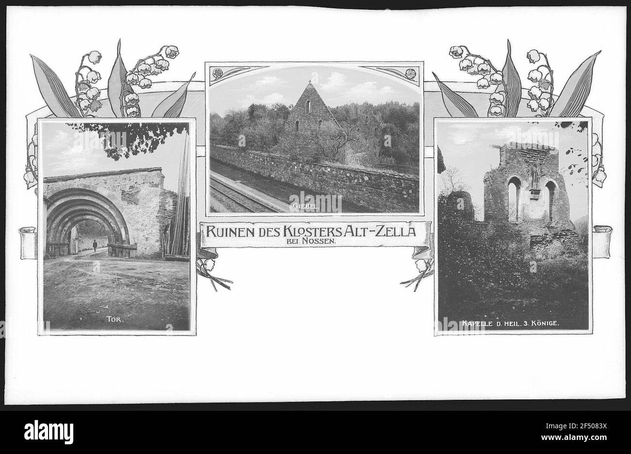 Altzella. Rovine di Klosters. Porta d'ingresso, grande portone e cappella Foto Stock