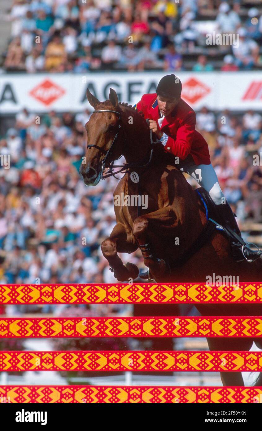 World Equestrian Games, Stoccolma, 1990, Peter Eriksson (SWE) a cavallo di Moritz Foto Stock