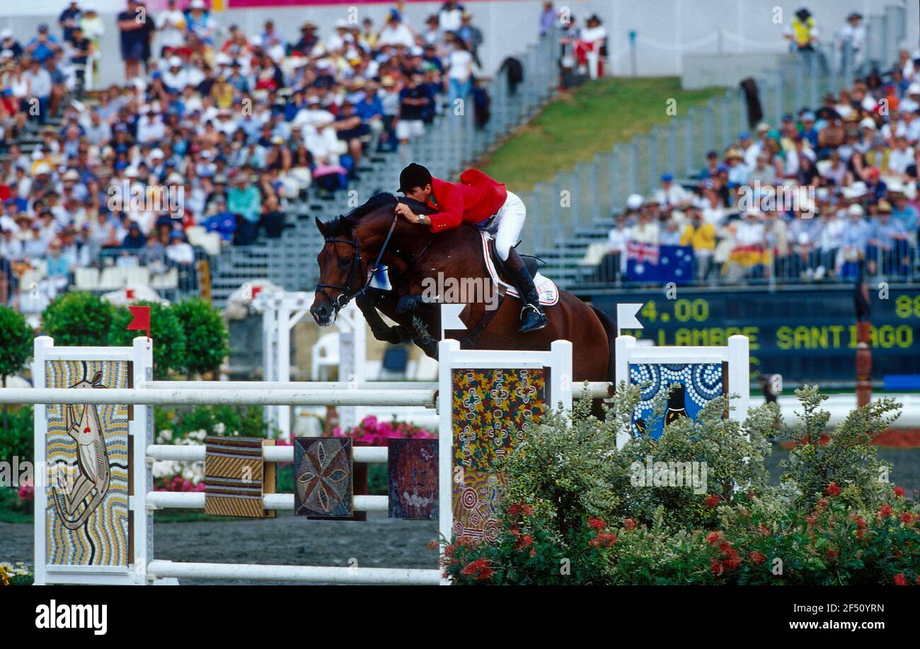 I Giochi olimpici di Atlanta 1996, Santiago Lambre (MEX) Tlaloc equitazione La Silla Foto Stock