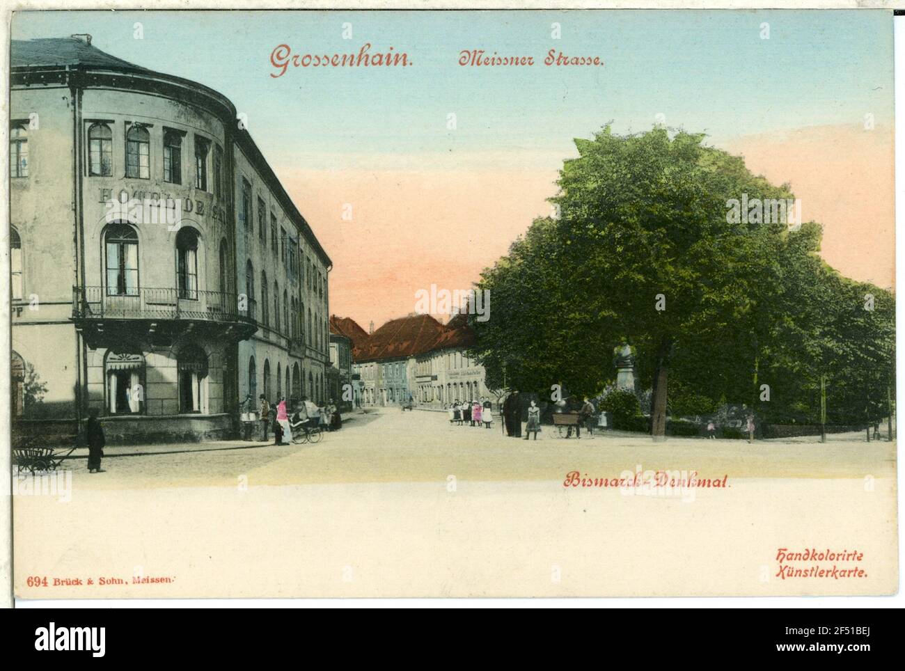 Meißner Straße, monumento Bismark Großenhain. Meißner Straße, monumento Bismark Foto Stock
