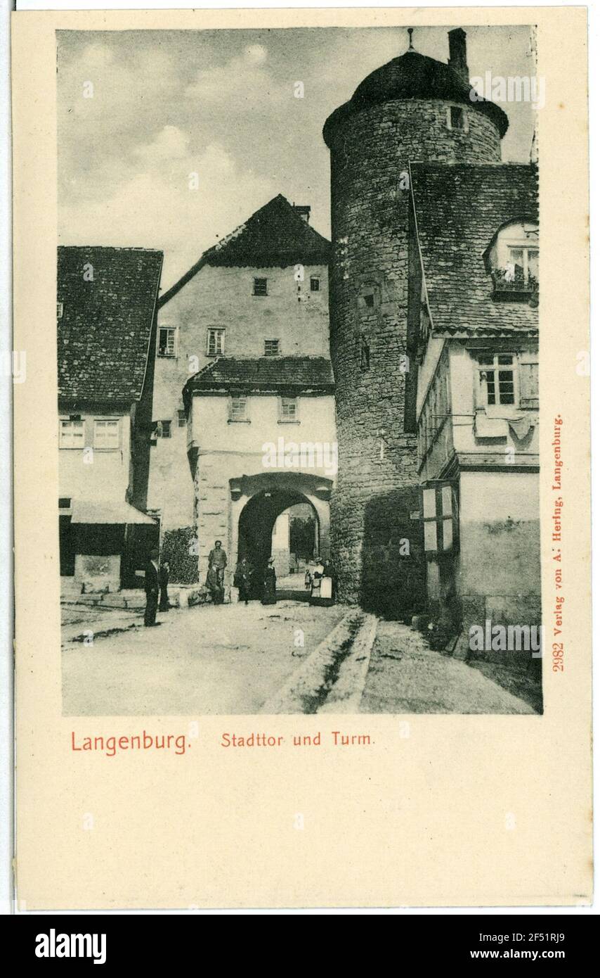 Porta della città e la torre Langenburg. Porta e torre della città Foto Stock