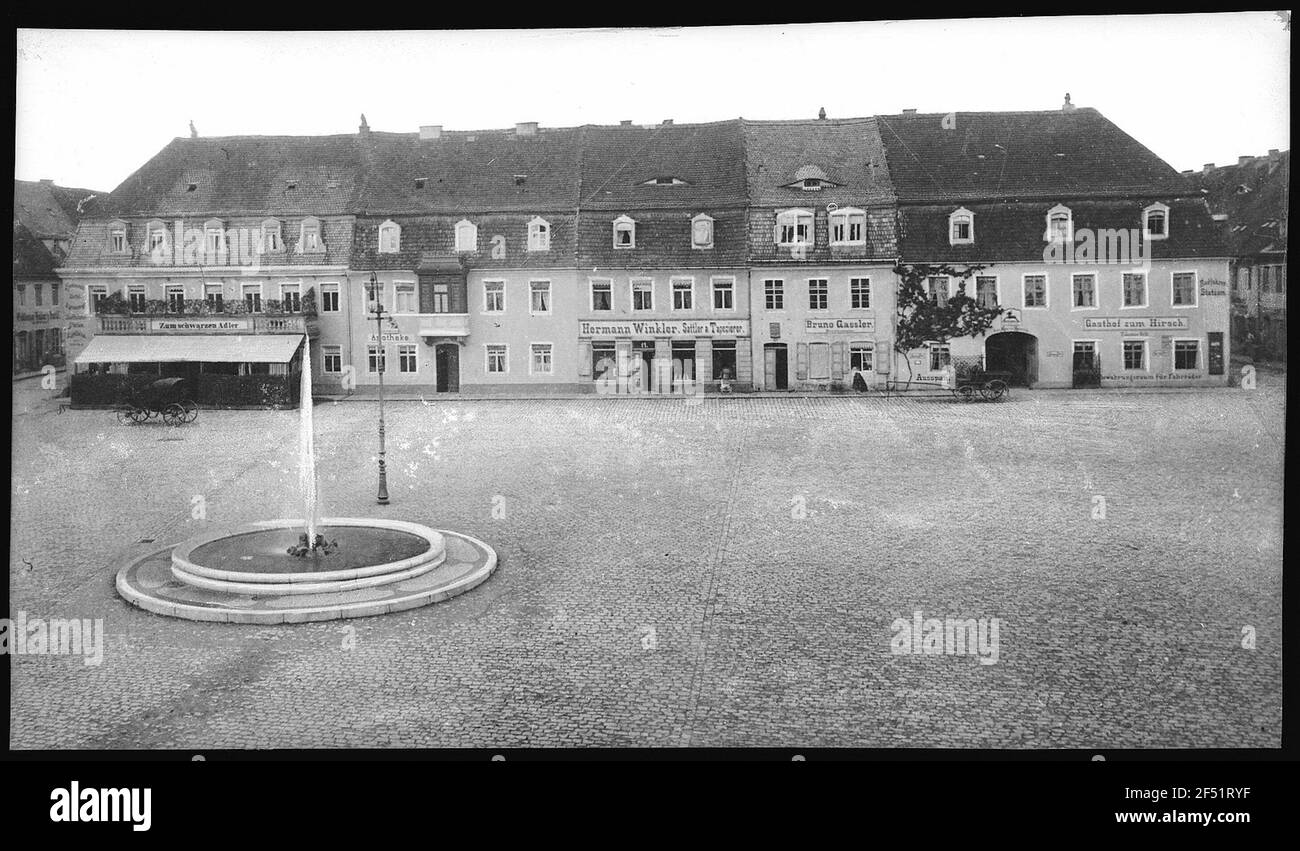 Königsbrück. Mercato con fontana Foto Stock