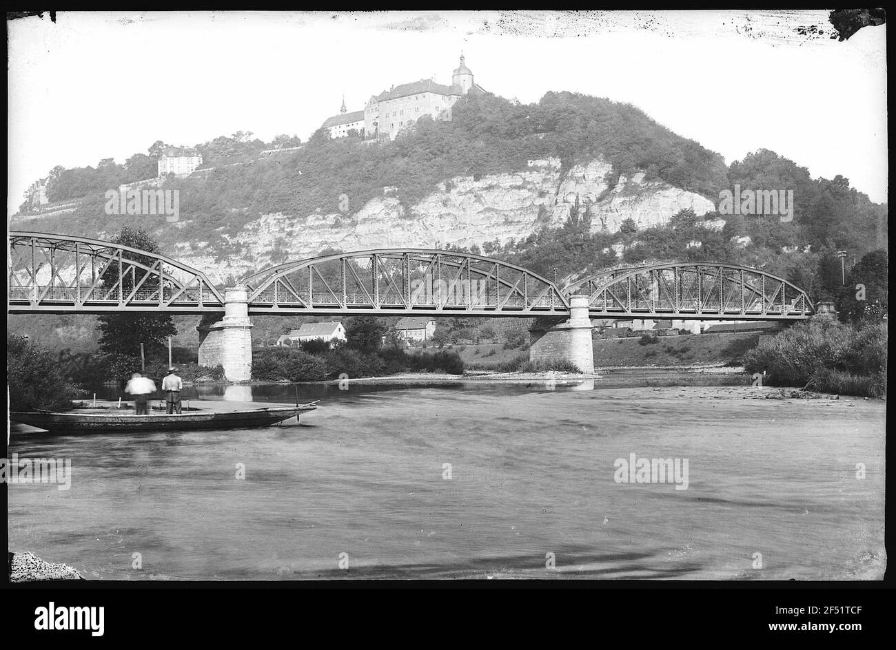 Dornburg. Ponte Karl-Alexander con serrature v. est Foto Stock