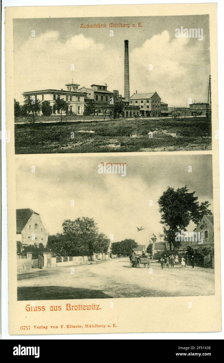 Fabbrica di zucchero - Dorfstraße Brottewitz. Zuccherificio - Dorfstraße Foto Stock